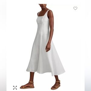 Reiss White Spaghetti Strap A-Line Midi Dress